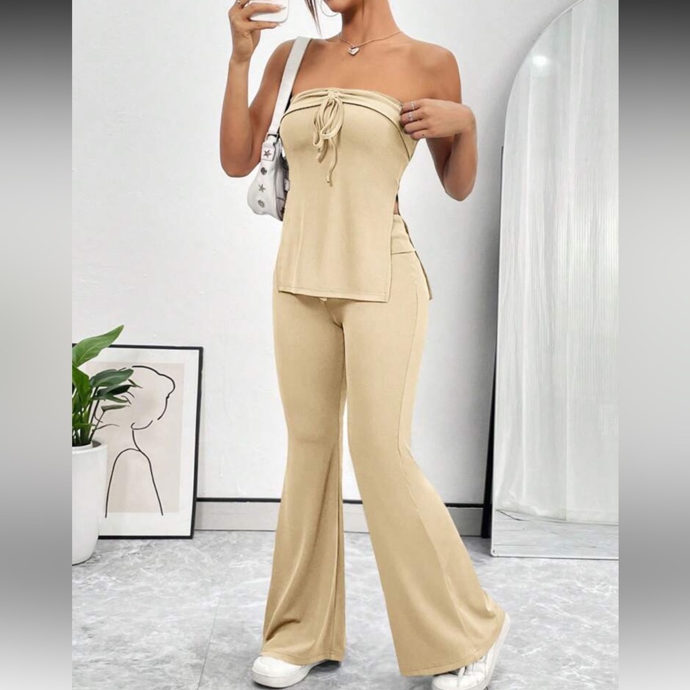 Nude Tube Top & Pants Set